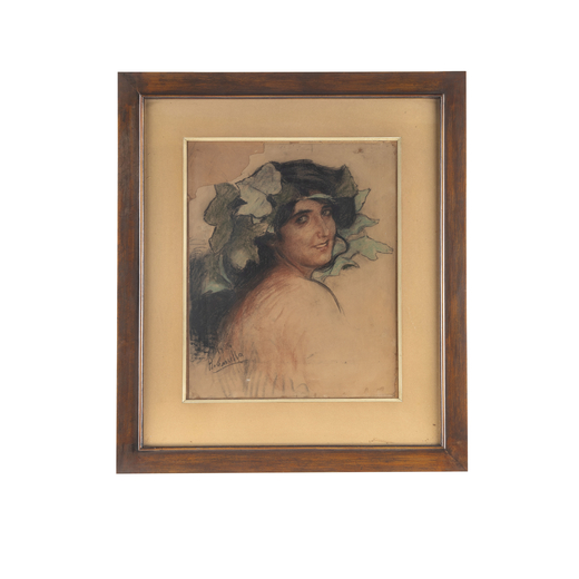 BASILIO CASCELLA Pescara 1860 - Roma 1950<br>Ritratto di giovane donna, 1924<br>Pastello su carta, c
