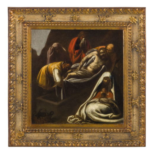 PITTORE DEL XVII SECOLO Deposizione <br>Olio su tela, cm 53X51