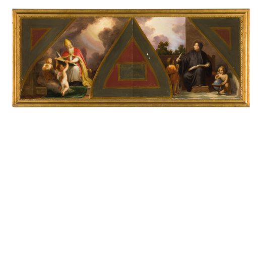 VINCENZO MORANI <br>(Polistena, 1809 - Roma, 1870) \br|Bozzetto raffigurante San Leandro e San Beda<