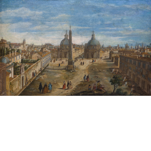 GASPARE VANVITELLI (bottega di) (Amersfoort, 1653 - Roma, 1736)<br>Veduta di Piazza del Popolo<br>Te