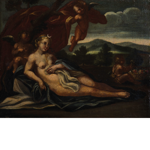PITTORE DEL XVIII-XIX SECOLO  Venere<br>Olio su tela, cm 31,5X41,4