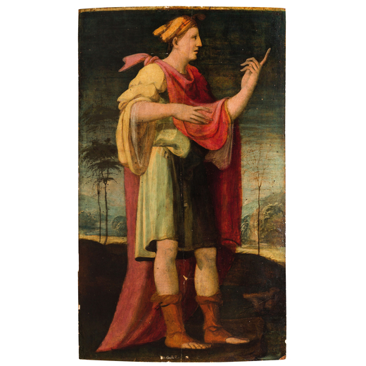BARTOLOMEO NERONI detto IL RICCIO (Siena, 1505 circa - 1571)<br>Figura allegorica<br>Tempere su tavo