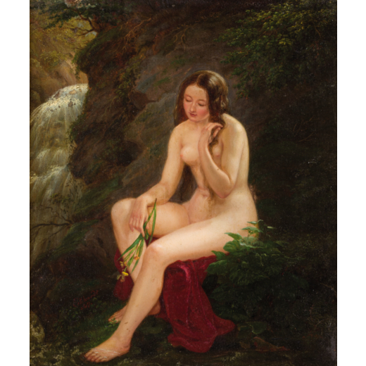MICHEL ECKHARDT Attivo nel XIX secolo<br>Nudo di donna vicino a una cascata<br>Firmato Eckhardt e da