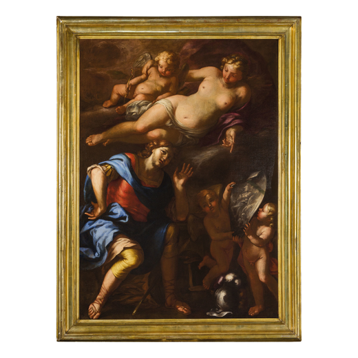 GIUSEPPE DIAMANTINI (Fossombrone, 1621 - 1705)<br>Scena mitologica<br>Olio su tela, cm 197X126