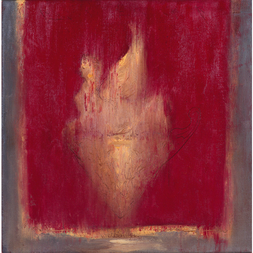 OMAR GALLIANI Montecchio Emilia 1954<br>Cadmio, 1995<br>Olio su tela, cm 50 x 50 <br>Firmato, datato