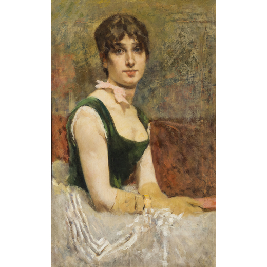 UBERTO DELLORTO Milano, 1848 - 1895<br>Ballerina <br>Olio su tela, cm 68X42