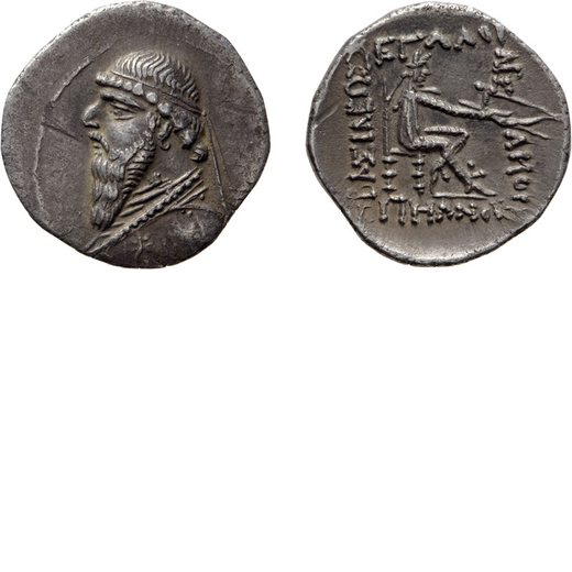 MONETE GRECHE. REGNO DI PARTIA.  MITRIDATE II (123-88 A.C.). DRACMA<br>Argento, 3,90 gr, 20 mm. BB<b