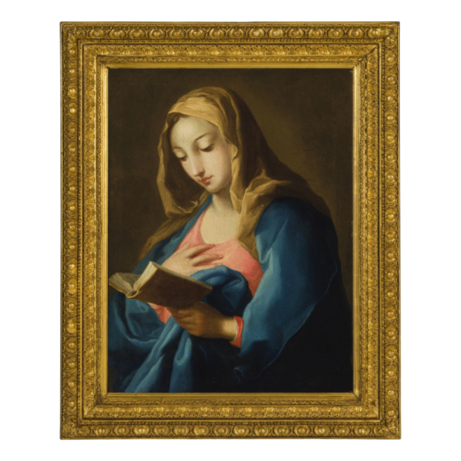 POMPEO BATONI  (attr. a/bottega di) (Lucca, 1708 - Roma, 1787)<br>Madonna che legge <br>Olio su tela