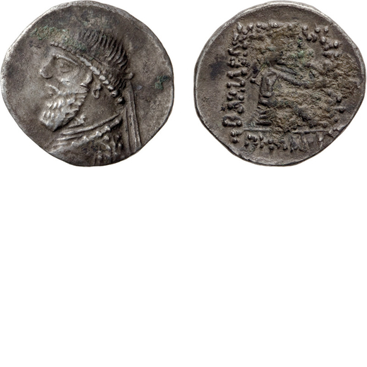 MONETE GRECHE. REGNO DI PARTIA.  MITRIDATE II (123-88 A.C.). DRACMA<br>Argento, 3,43 gr, 19 mm. BB<b