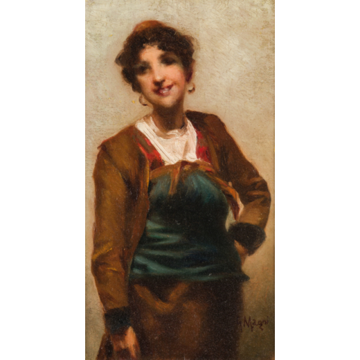 GIUSEPPE MAGNI Pistoia, 1869 - Firenze, 1956<br>Ritratto femminile<br>Firmato G Magni in basso a des