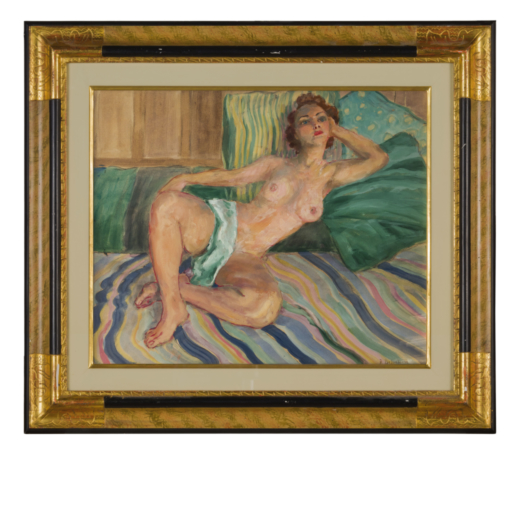 LOUIS RODOLPHE DEFONTAINE Francia, 1878 - 1962<br>Nudo femminile sul divano <br>Firmato R Defontaine