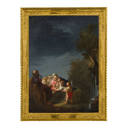 FRANCESCO ZUGNO (Venezia, 1709 - 1787) <br>Sacra Famiglia con San Giovannino<br>Olio su tela, cm 83X
