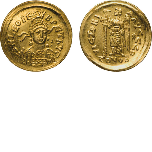 MONETE ROMANE IMPERIALI. COSTANTINOPOLI. LEONE I (457-474). SOLIDO Oro, 3,70 gr, 20 mm, tracce di mo