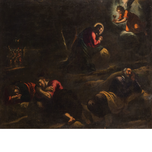 LEANDRO BASSANO (attr. a) (Bassano del Grappa, 1557 - Venezia, 1622)<br>Cristo nellorto <br>Olio su 