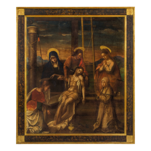 PITTORE DELL XVII-XVIII SECOLO Deposizione di Cristo <br>Olio su tela, cm 113X94,5