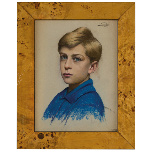 VAIS ITALO NUNES (Tunisi, 1860 - Firenze, 1932)<br>
Ritratto di ragazzo<br>
Firmato I Nunes Vais e