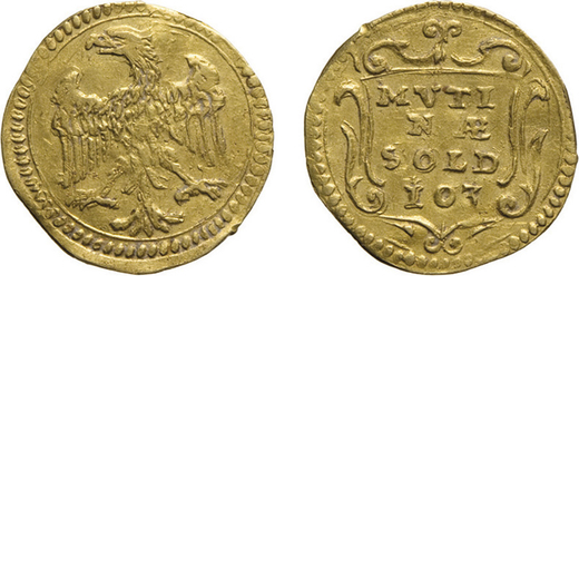ZECCHE ITALIANE. MODENA. FRANCESCO I DESTE (1629-1658). SCUDINO DORO DA 103 SOLDI <br>Oro, 1,14 gr, 