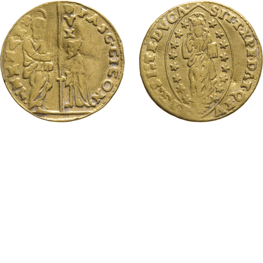 ZECCHE ITALIANE. VENEZIA. PASQUALE CICOGNA (1585-1595).  ZECCHINO<br>Oro, 3,37 gr, 20 mm. MB+<br>D: 