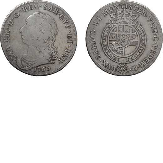 REGNO DI SARDEGNA. CARLO EMANUELE III (1730-1773). SCUDO NUOVO 1765<br>Argento, 34,65 gr, 43 mm. MB.