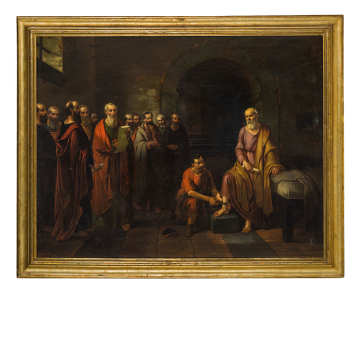PITTORE DI GUSTO NEOCLASSICO Socrate <br>Olio su tela, cm 116,5X153