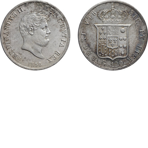 ZECCHE ITALIANE. REGNO DELLE DUE SICILIE. FERDINANDO II DI BORBONE (1839-1859). 120 GRANA 1858 Napol
