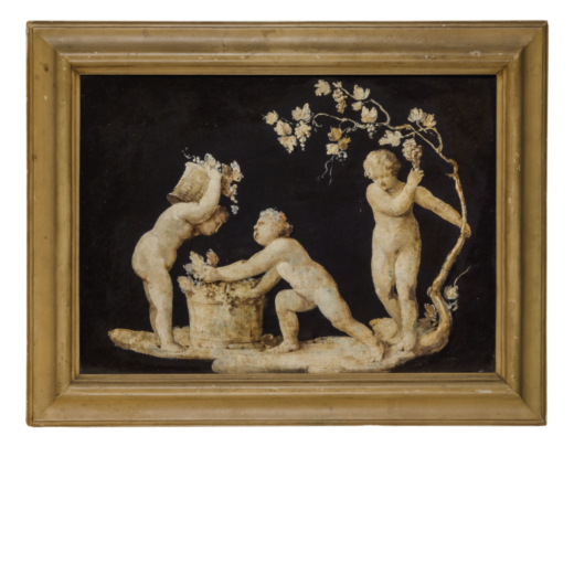FEDELE FISCHETTI (Napoli, 1734 - 1789)<br>La Vendemmia <br>Olio su lavagna, cm 39X55