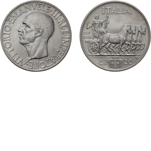 REGNO DITALIA. VITTORIO EMANUELE III (1900-1943).  20 LIRE IMPERO 1936<br>Roma. Argento, 20,08 gr, 3