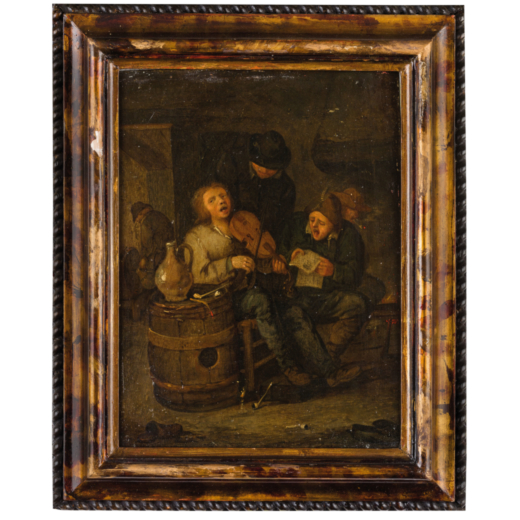 DAVID TENIERS (bottega di) (Anversa, 1610 - Bruxelles, 1690)<br>Scena di osteria<br>Olio su rame, cm