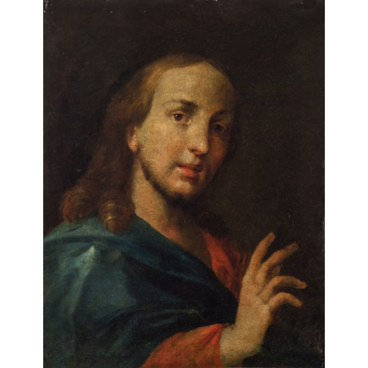 EGIDIO DALLOGLIO (attr. a) (Cison di Valmarino, 1705 - 1784)<br>Cristo benedicente <br>Olio su tela,