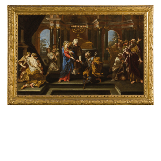 ANDREA CAMASSEI (attr. a) (Bevagna, 1602 - Roma, 1649) <br>Matrimonio della Vergine<br>Olio su tela,
