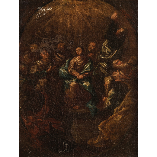 PITTORE DEL XVII SECOLO Pentecoste<br>Olio su tela, cm 15X12