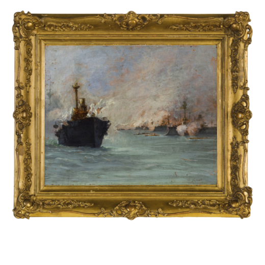 AGOSTINO FOSSATI La Spezia, 1830 - 1904<br>Nave nella nebbia <br>Firmato A Fossati in basso a sinist