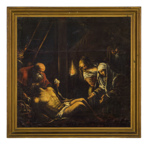 LEANDRO BASSANO (attr. a) (Bassano del Grappa, 1557 - Venezia, 1622)<br>Compianto<br>Olio su tela, c