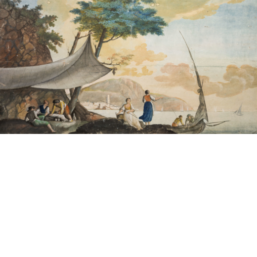FRANCESCO FIDANZA (maniera di) (Roma, 1747 - Milano, 1819)<br>Paesaggio di fantasia<br>Olio su tela,