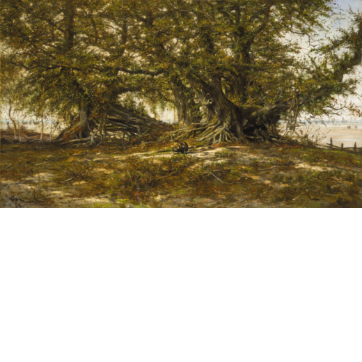LUDOVIC NAPOLEON LEPIC Parigi, 1839 - 1889<br>Riflessi di luce tra gli alberi in Camargue <br>Firmat