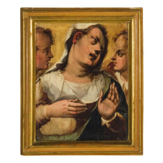 PITTORE DEL XVI-XVII SECOLO Madonna<br>Olio su tela, cm 53X40