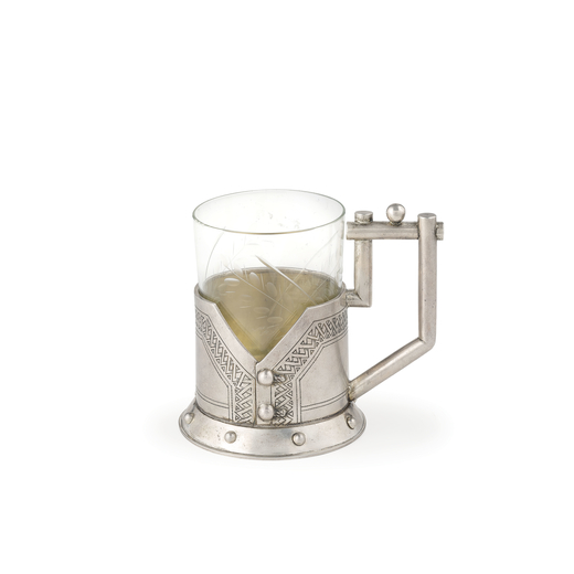 TEA CUP HOLDER IN ARGENTO, SAN PIETROBURGO, 1882, ORAFO K. VERLIN a base circolare, corpo cilindrico