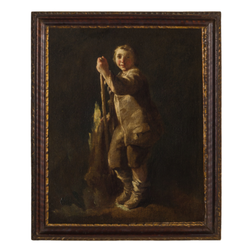 PIETRO FALCA detto PIETRO LONGHI (Venezia, 1701 - 1785)<br>Pastorello in piedi <br>Olio su tela, cm 