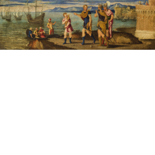 BONIFACIO DE PILATI detto VERONESE  (Verona, 1487 - Venezia, 1553)<br>La partenza di Enea<br>Olio su
