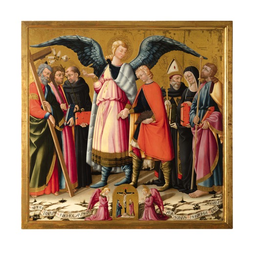 NERI DI BICCI  (Firenze, 1418/1420 - 1492)<br>Tobia e San Raffaele Arcangelo, San Simone, San Taddeo