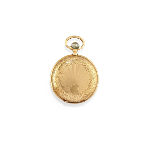 OROLOGIO DA TASCA IN ORO, CIRCA 1900 cassa a savonette in oro decorate interamente con incisioni e c