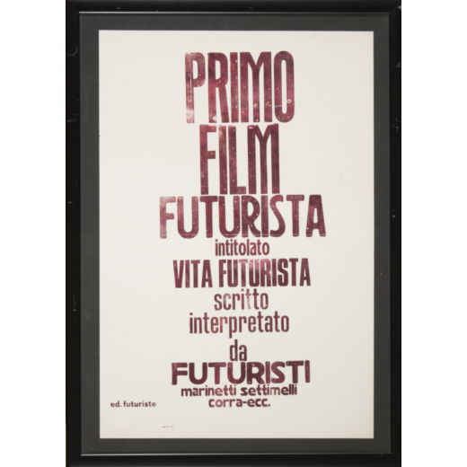 Manifesto Litografia Originale [Non Telato] Primo Film Futurista [Rosso]<br>* In Cornice <br>Edizion