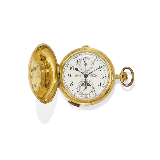 OROLOGIO DA TASCA IN ORO, EBERHARD, PRIMI 900 in oro 18K con cronografo, calendario completo, cassa 