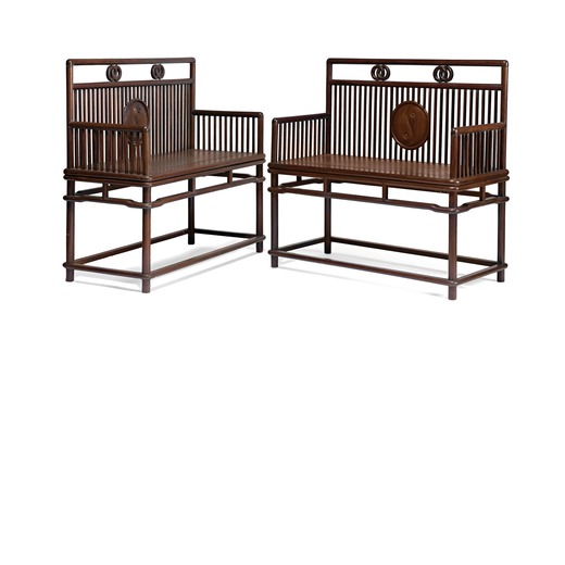 COPPIA DI PANCHE IN LEGNO, CINA, XX SECOLO A PAIR OF WOOD BENCHES, CHINA, 20TH CENTURY (2)<br>97 cm 