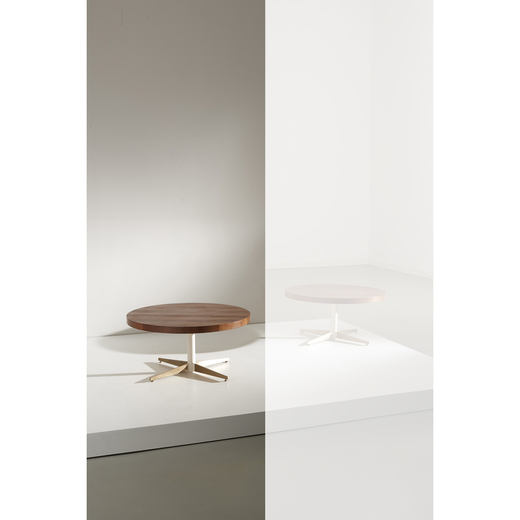 Mario Gottardi (1913-2004) Coffee table<br>Lacquered metal, brass and wood<br>Model created circa 19