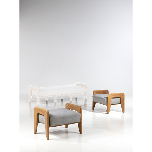 Casa e Giardino (20th c.) Pair of seatings<br>Wood and fabric<br>Edited by Casa e giardino<br>Model 